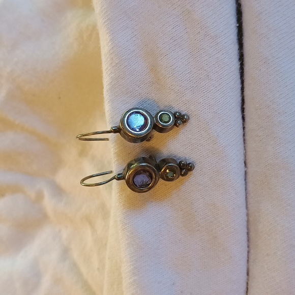 Sterling Silver amethyst And peridot Earrings Great Size